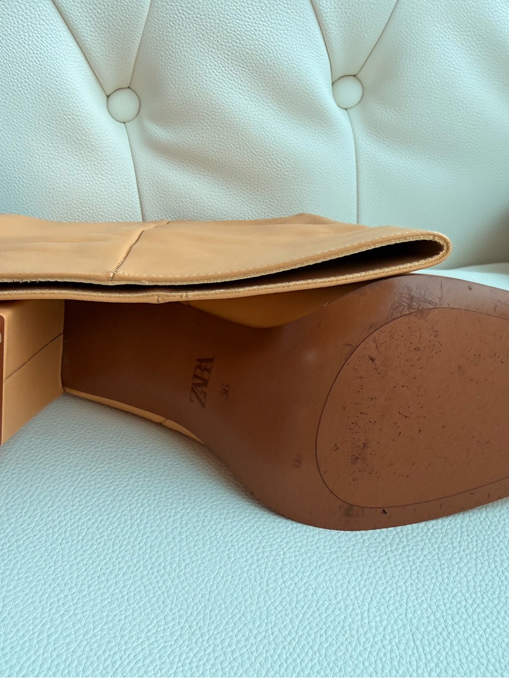 Classic Women's Tall Tan 100% Leather Heeled Boots - Picture 8 of 8
